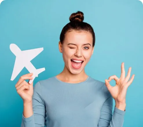 Woman walking in airport